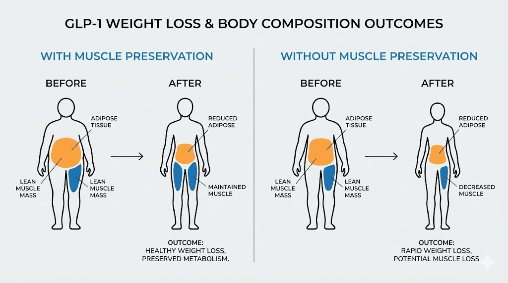 Muscle preservation strategies during GLP-1 peptide therapy