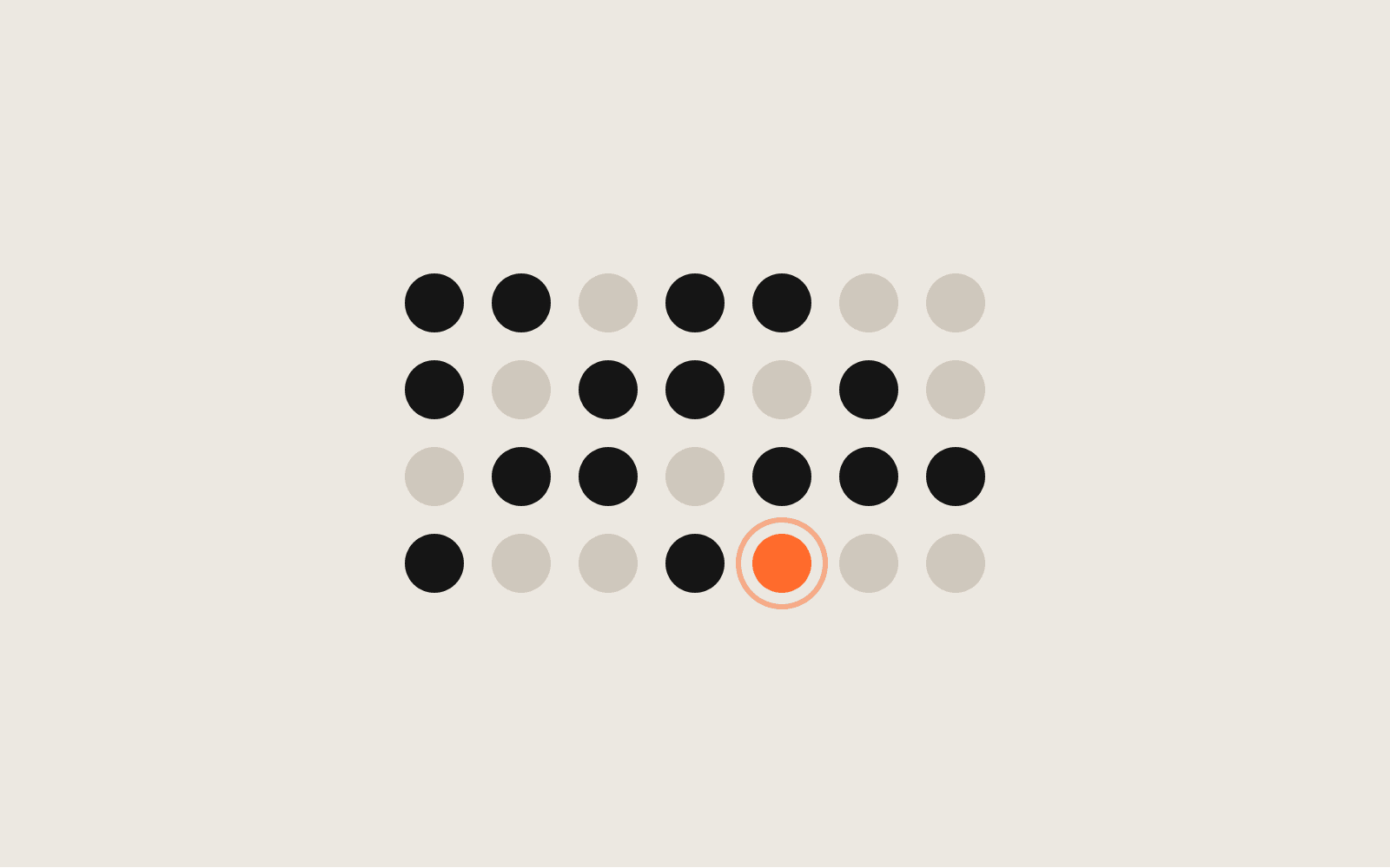 Minimal grid of habit dots, completed days filled and today highlighted