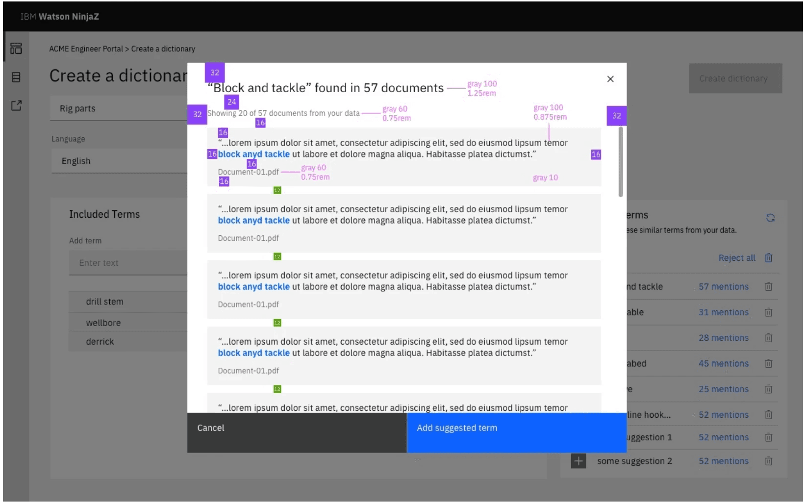 Vocabulary training integrated in product context
