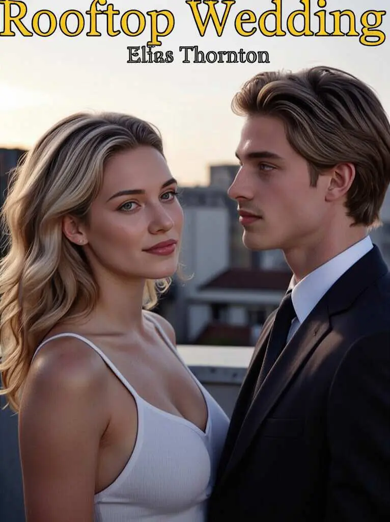 couple holding hands rooftop sunset created by ai book cover generator