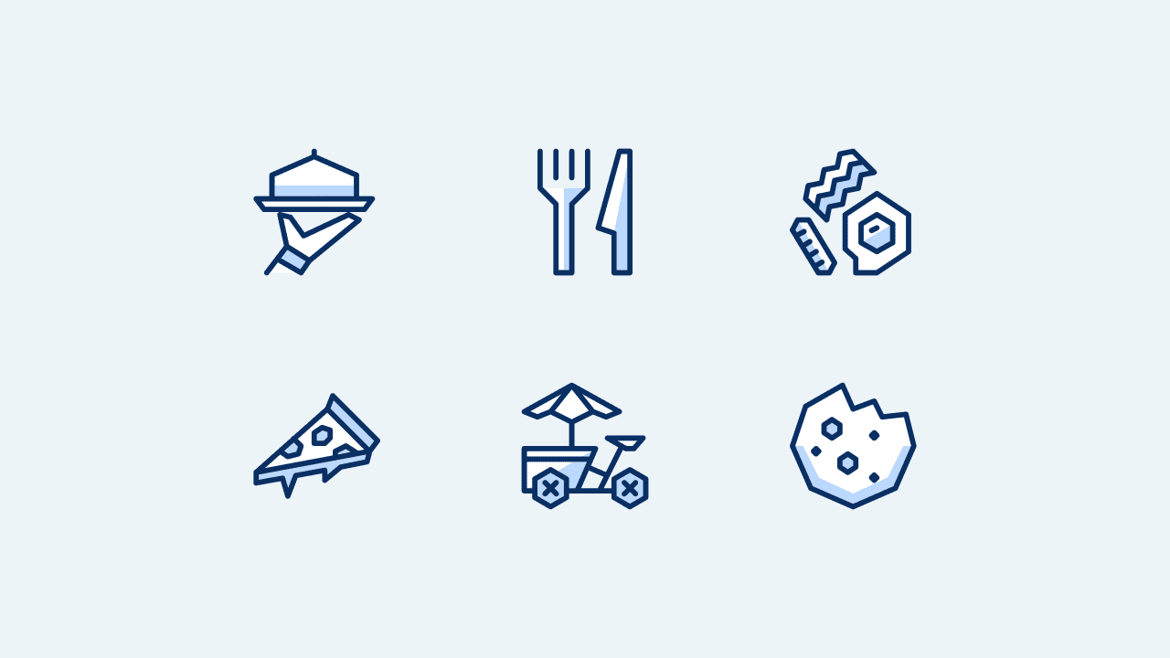 Cyber Solid Food Icon Set