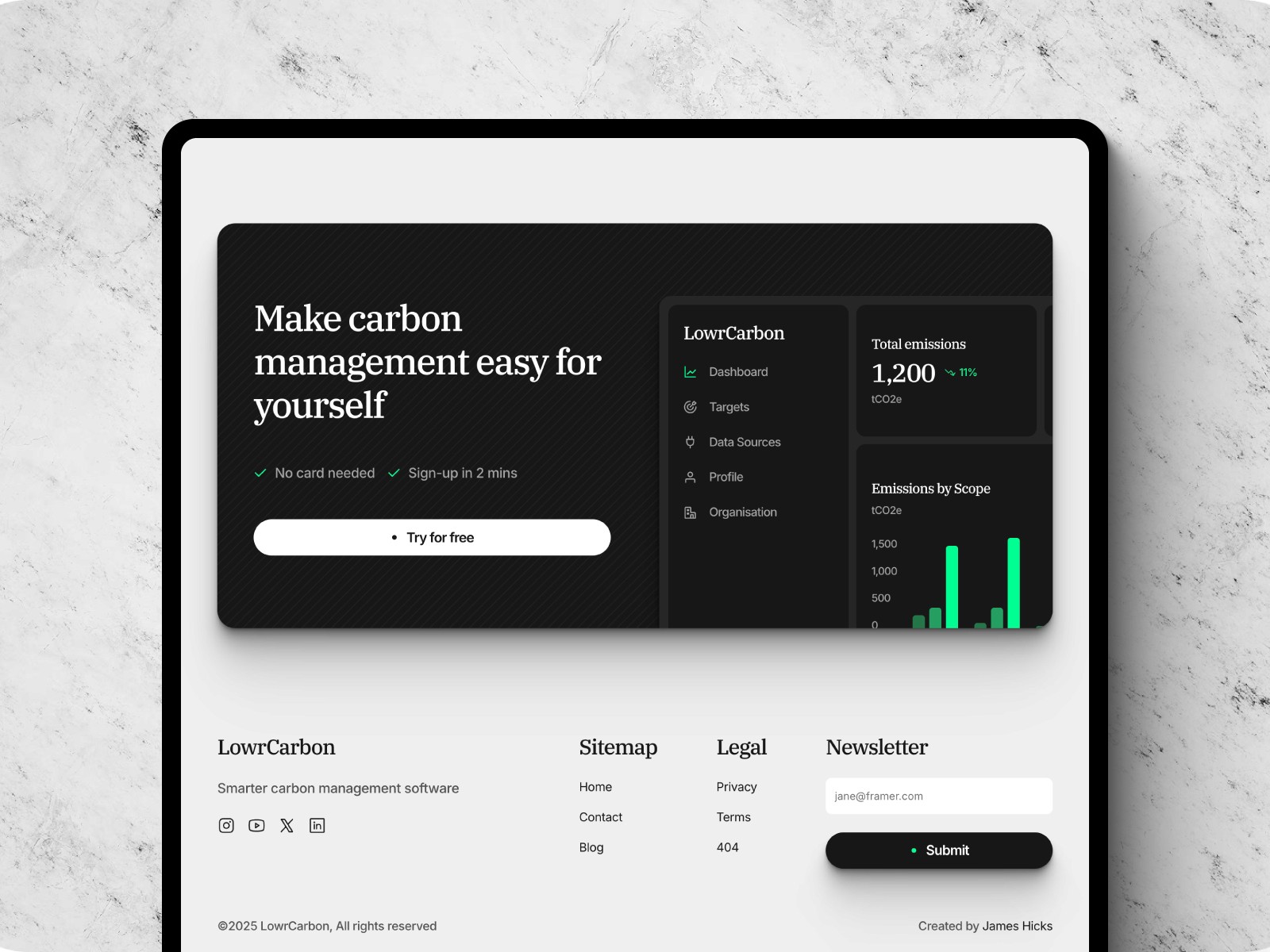 LowrCarbon — 黑白极简现代 AI 产品官网设计灵感