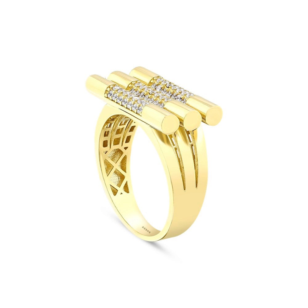 Taşlı Tasarım 14 Ayar Altın Yüzük - Assos Pırlanta Şıklığı