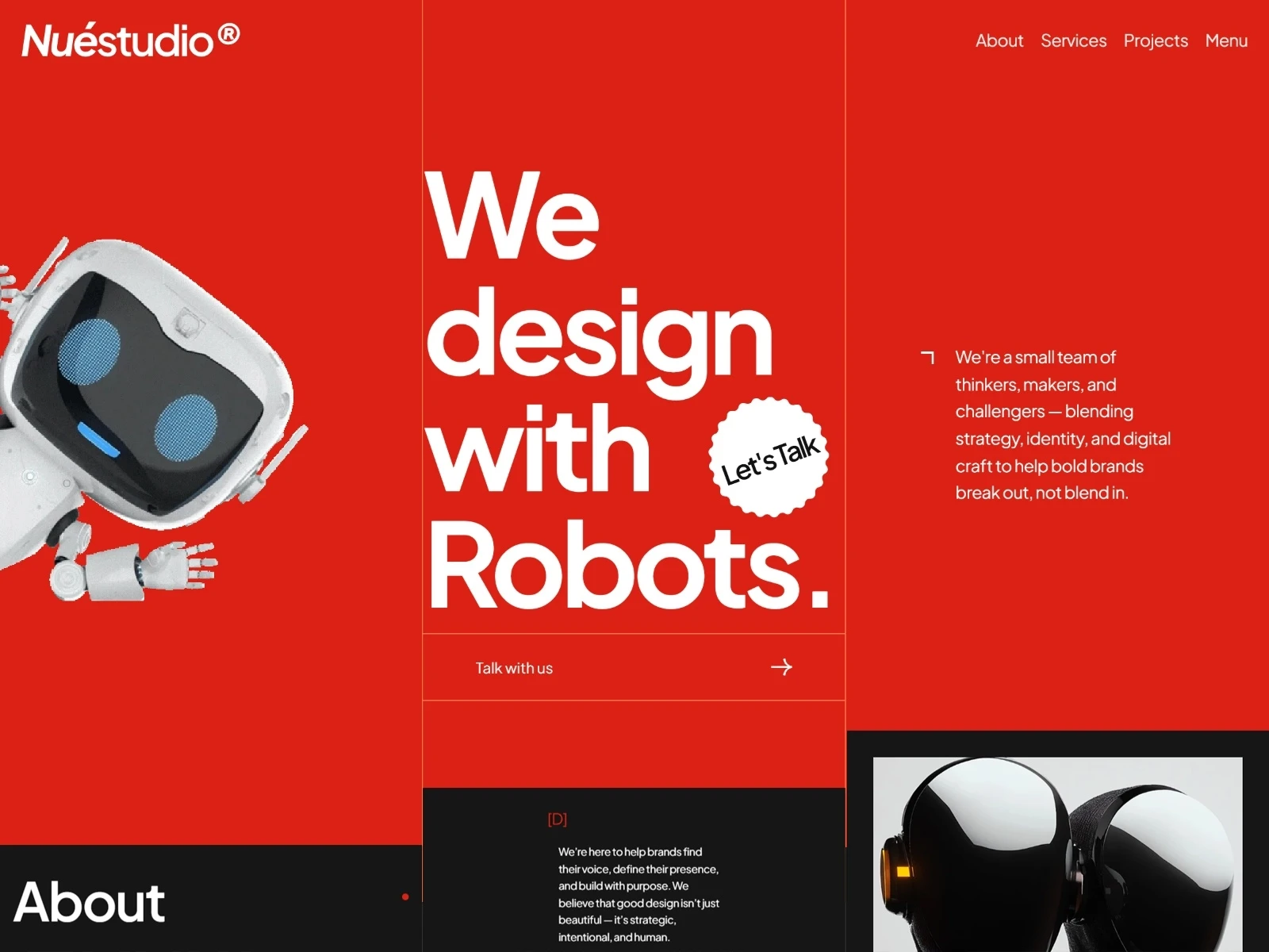 Nuestudio template hero section