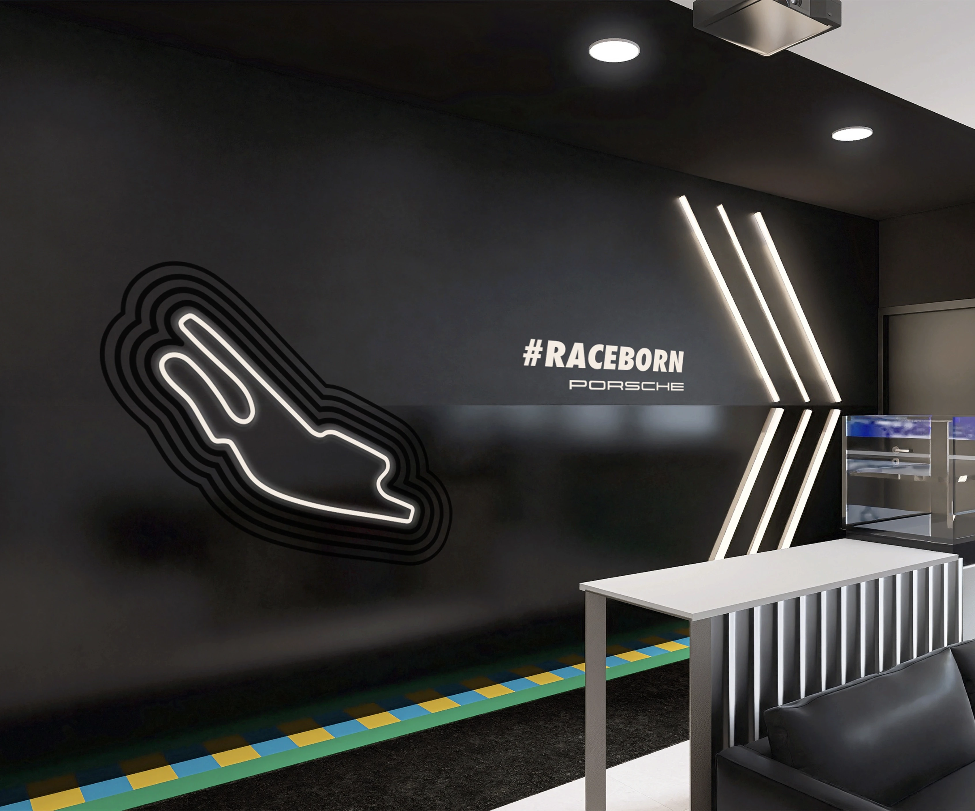 #raceborn porsche, mur noir et circuit des 24h du mans