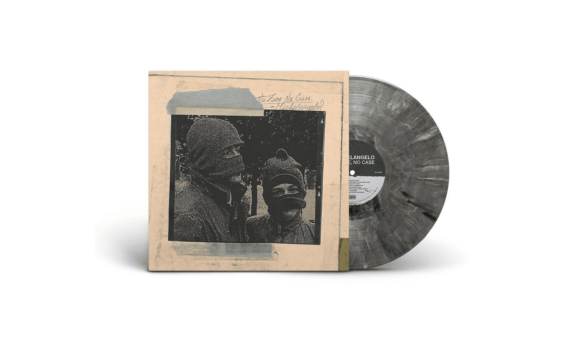 front view of the album with a grey vynil sticking out