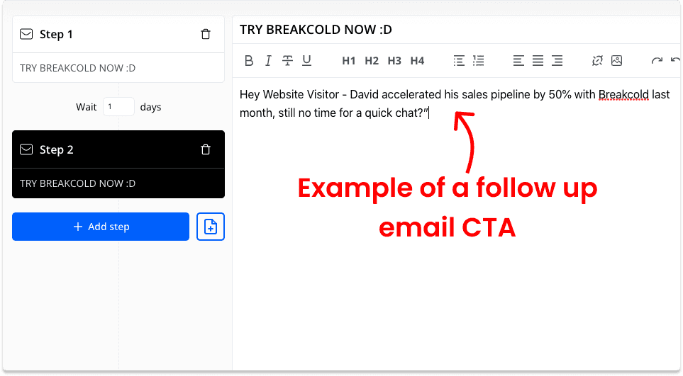 Cold Email Call to Action Follow Up Email CTA | Breakcold