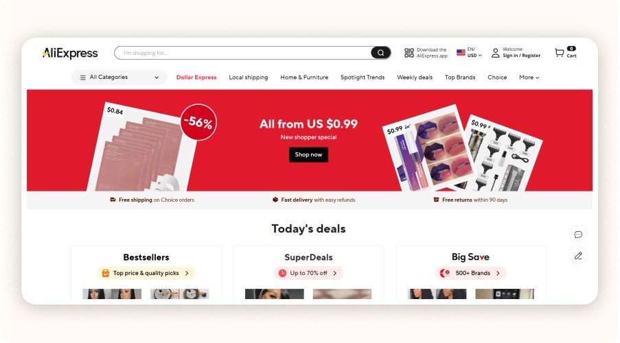 AliExpress homepage