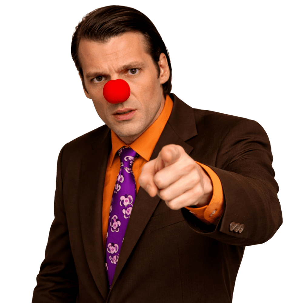 Jean-Claude porte un nez rouge - La Jeance Team Building