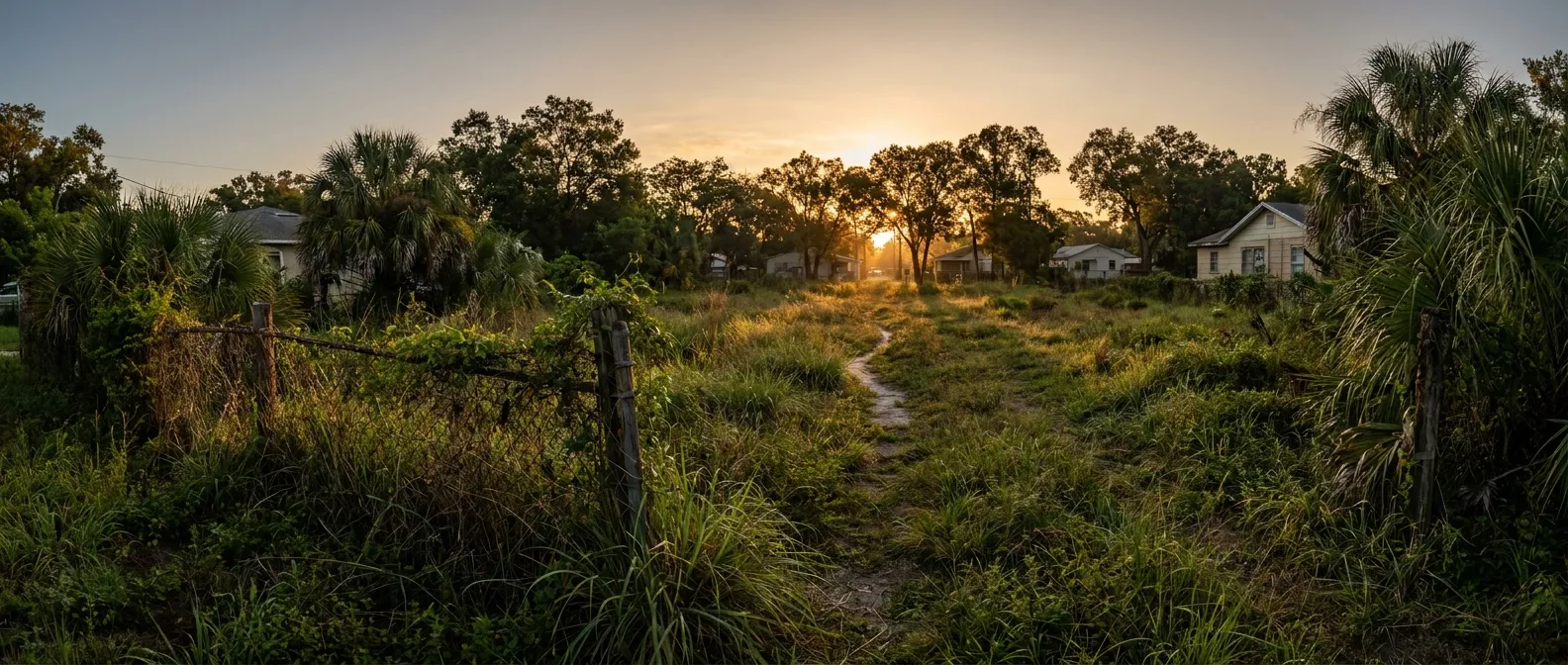 Sunset over a serene grassy path, RockN' Socials Digital Marketing Agency.