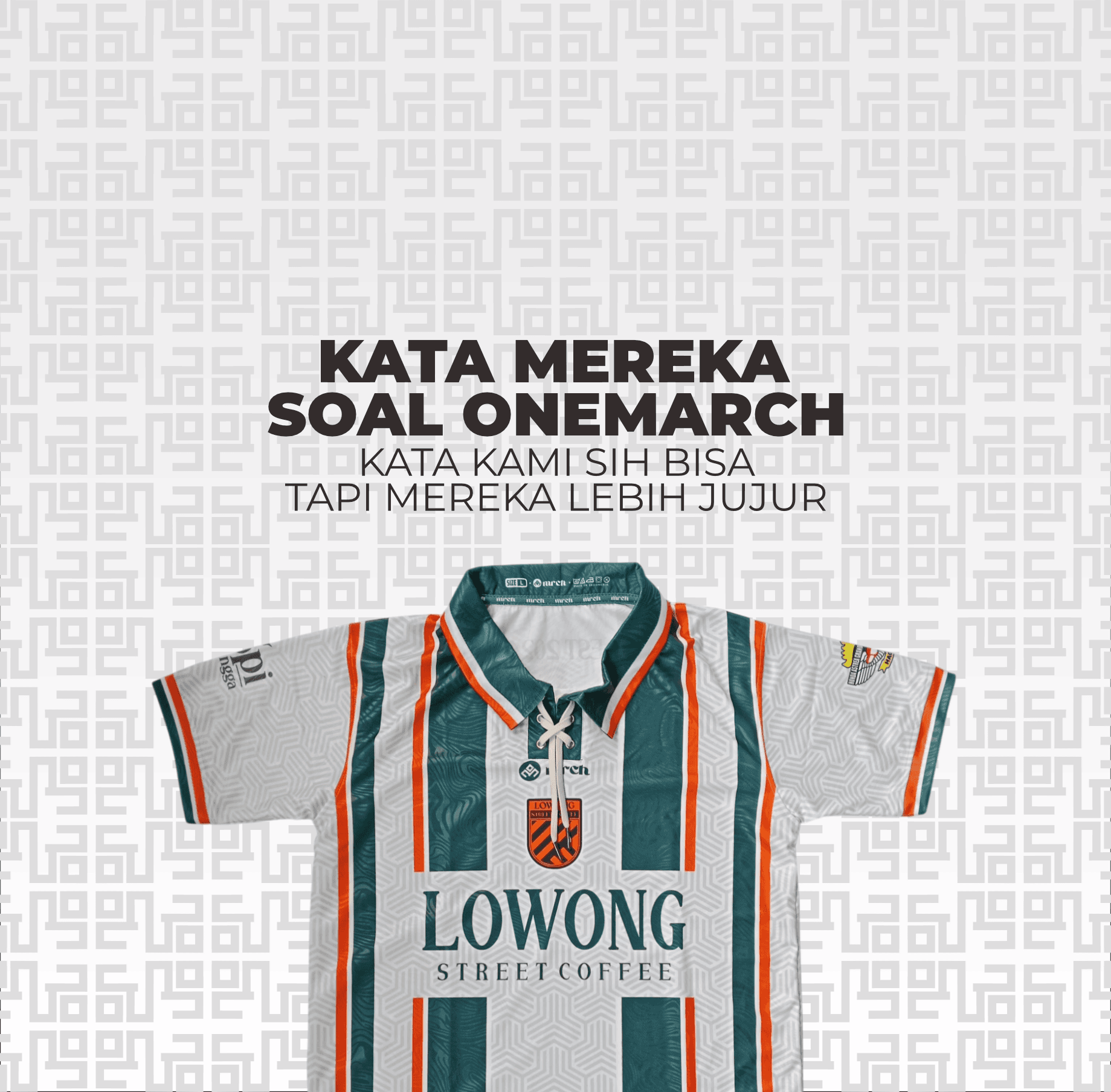 Review jujur pelanggan jersey custom Jogja - MRCH Apparel. Contoh hasil produksi jersey printing berkualitas dengan desain unik untuk brand kopi dan komunitas lokal.