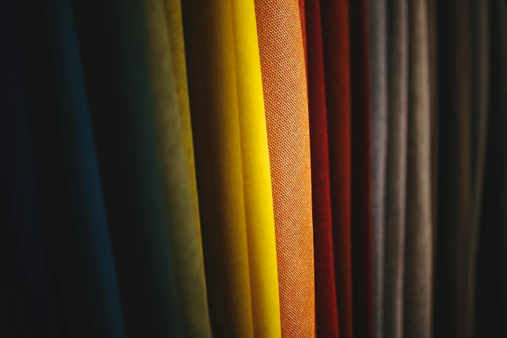 Colourful fabrics with different textures