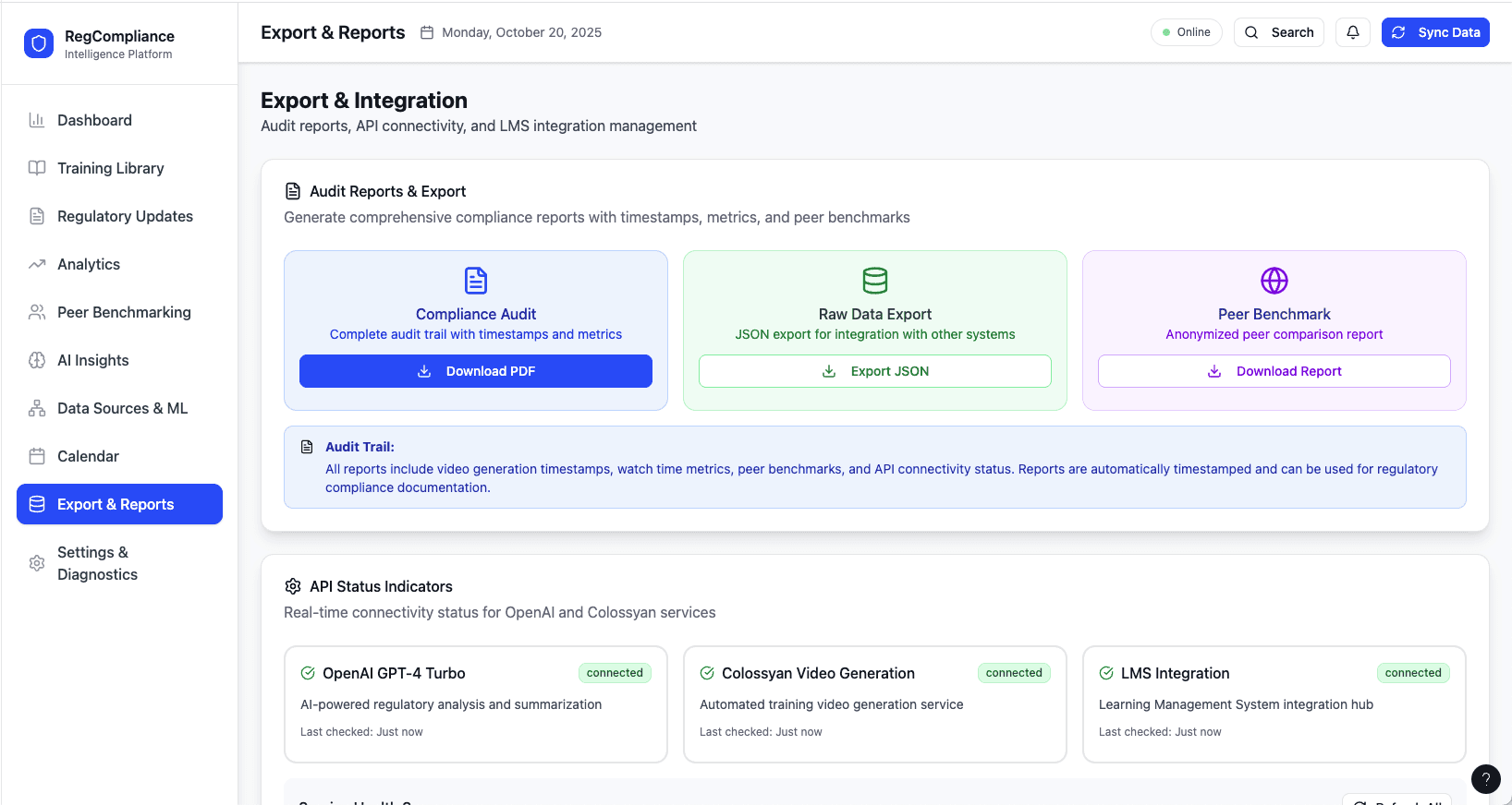 Compliance reporting