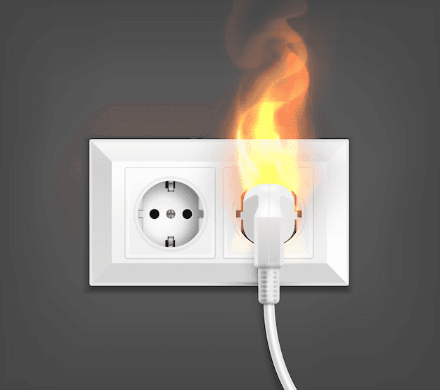 Prise de fil électrique en feu
