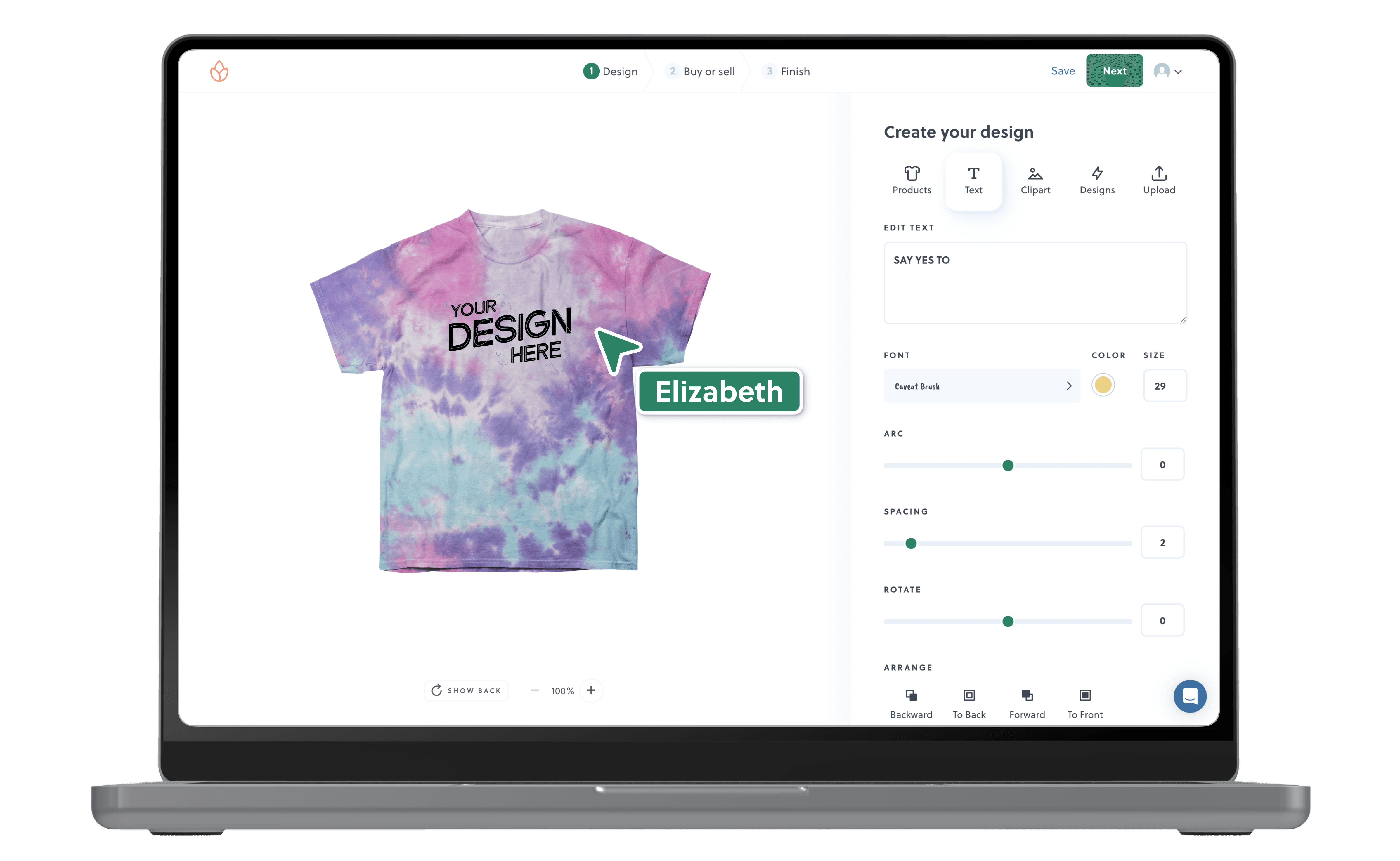 Bonfire's free custom shirt design tool