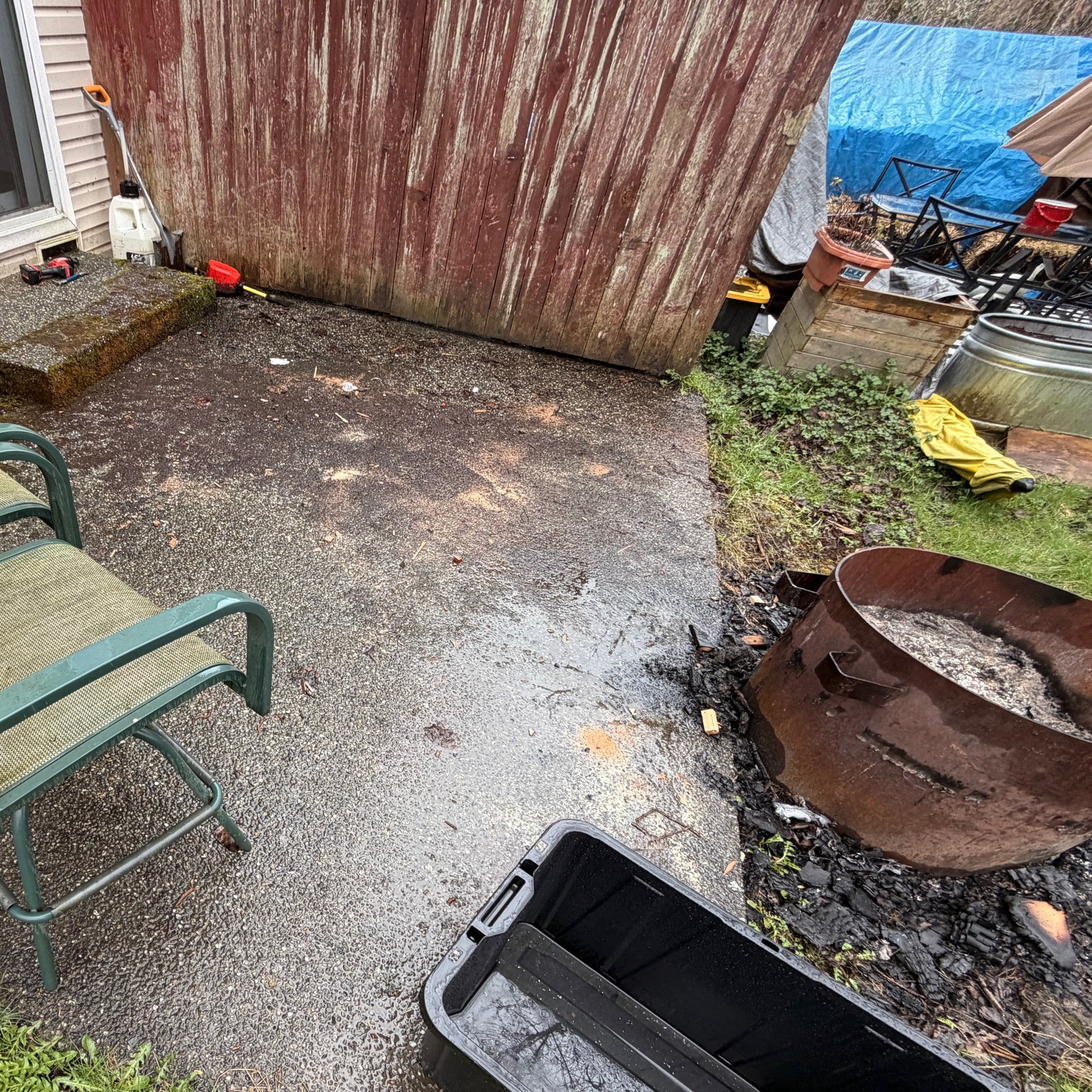 Before: backyard patio pressure washing in Lake Stevens, WA
