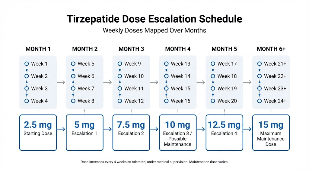 Tirzepatide dosing schedule escalation chart week by week