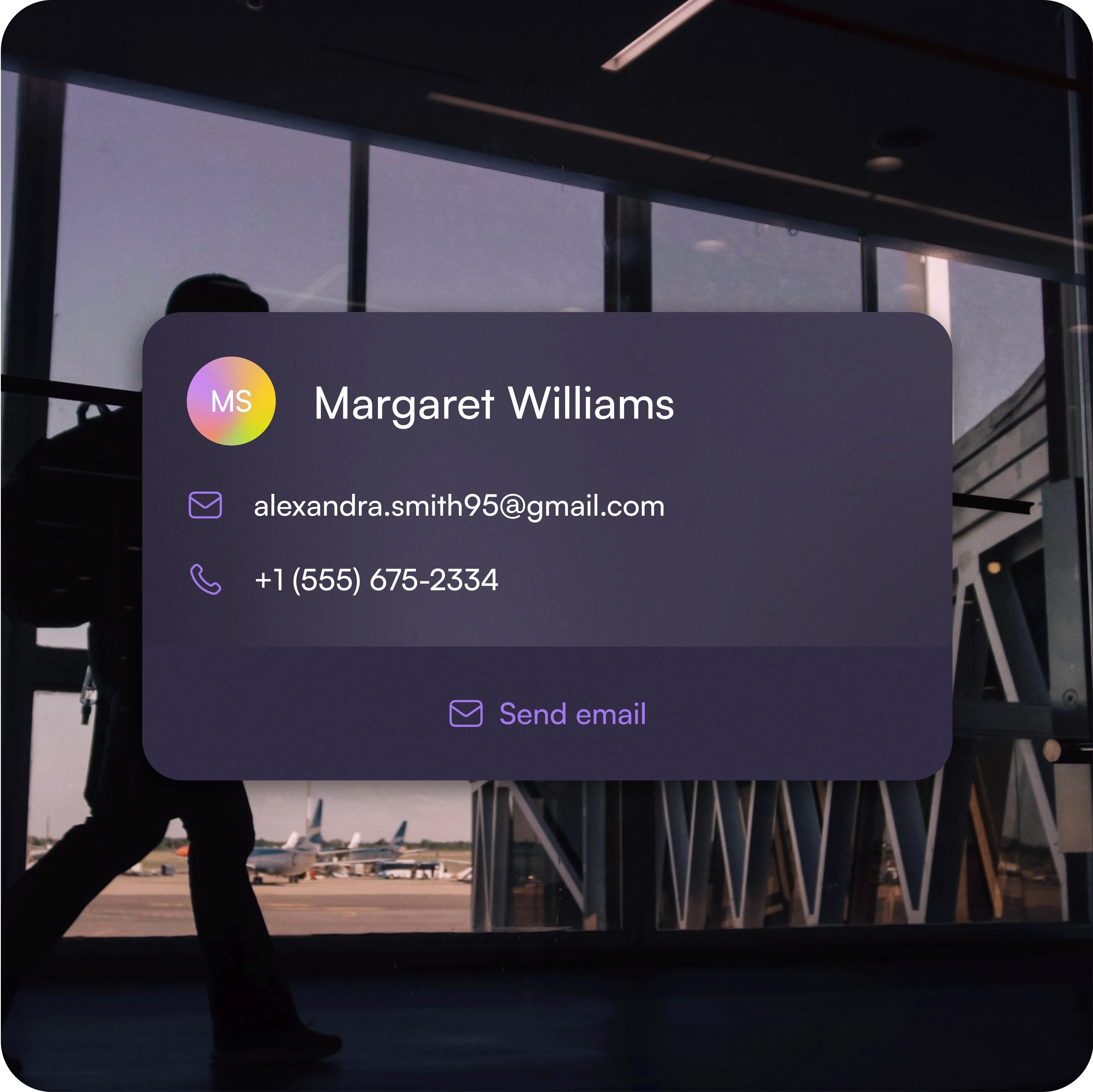 Two men standing in front of a bright yellow advertisement wall for Antimetal, promoting cloud cost savings. The text on the wall reads, "2 minutes can save you 75% on your AWS bill," accompanied by QR codes and smaller text detailing the benefits of Antimetal's services. Both individuals are wearing business attire and Antimetal-branded caps, with lanyards around their necks, while a modern urban skyline is visible in the background.