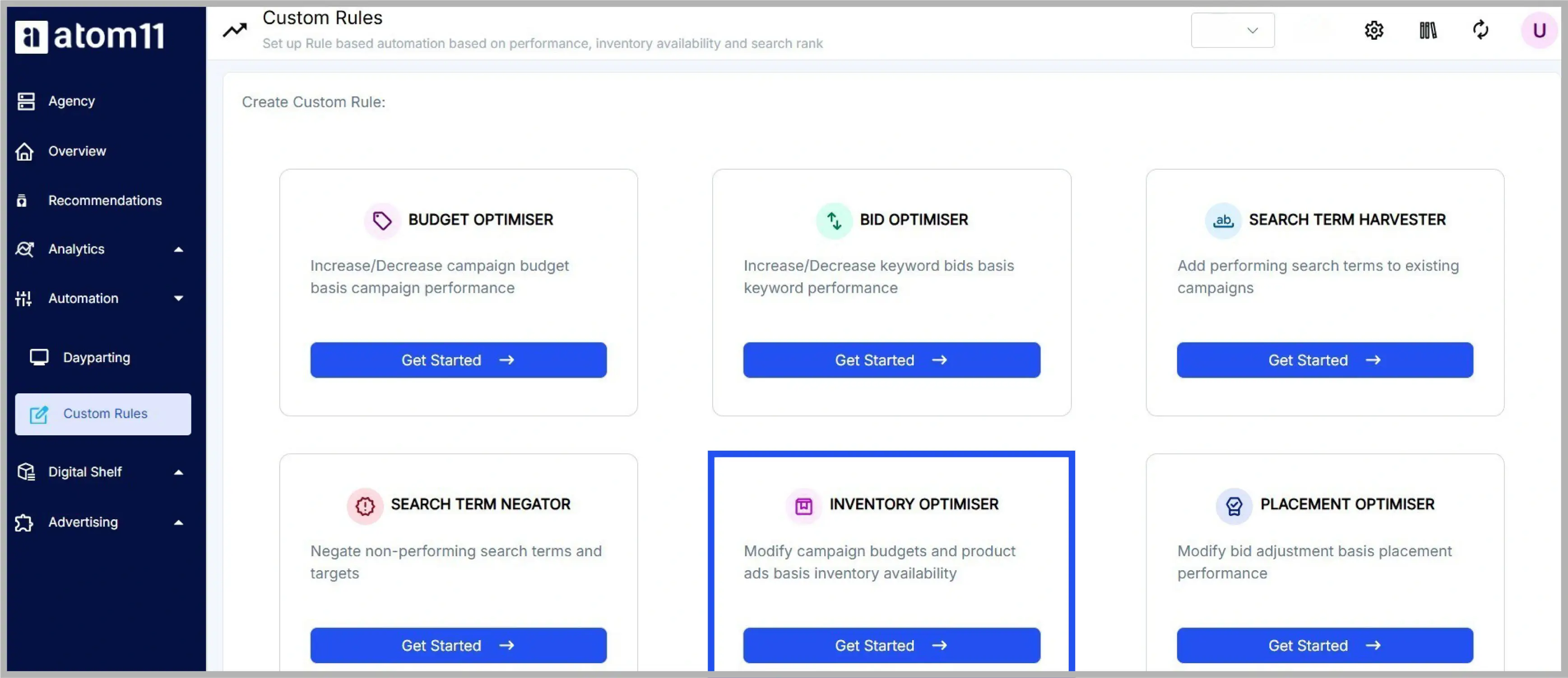 atom11 Inventory Optimiser feature