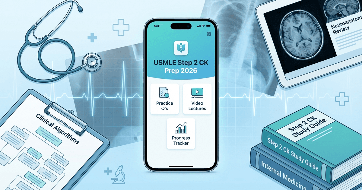 Cover: Top 5 USMLE Step 2 CK Study Apps and Resources 2026