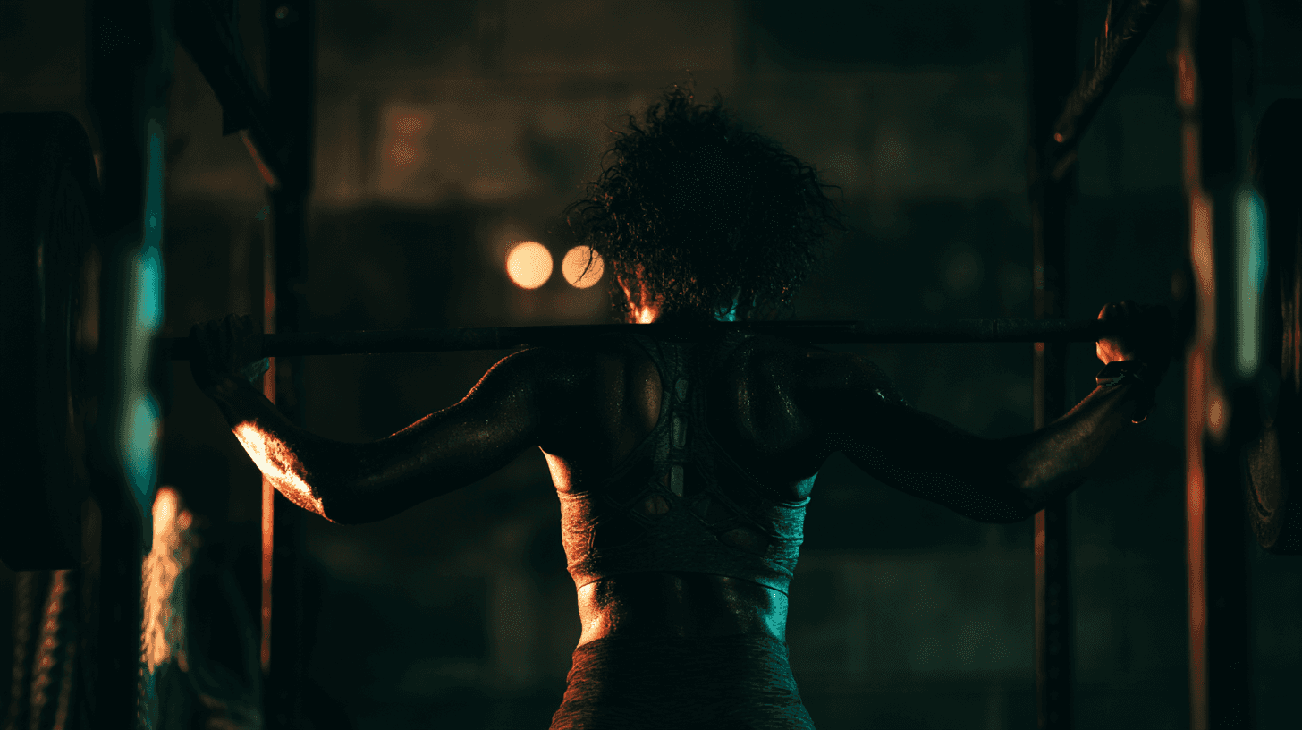 Woman in gym lifting weights