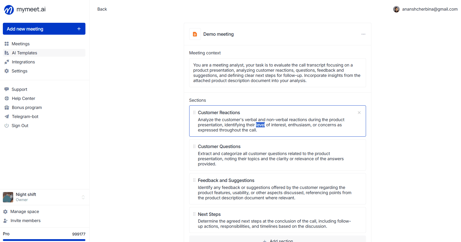editing the description of the "Participant reactions" section