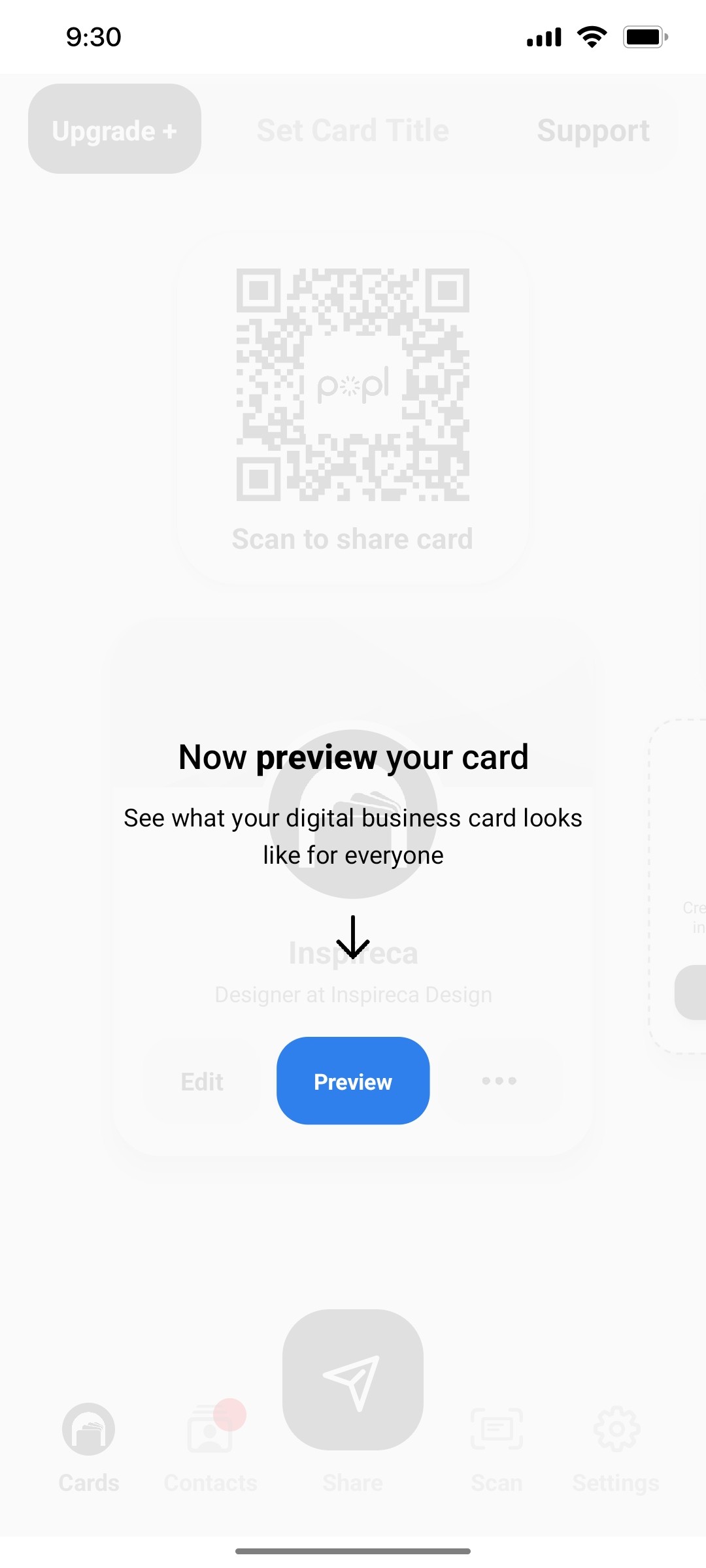Popl Now Preview Your Card Screen 