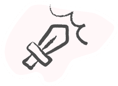 A hand-drawn icon of a sword, symbolizing the fight against scams.