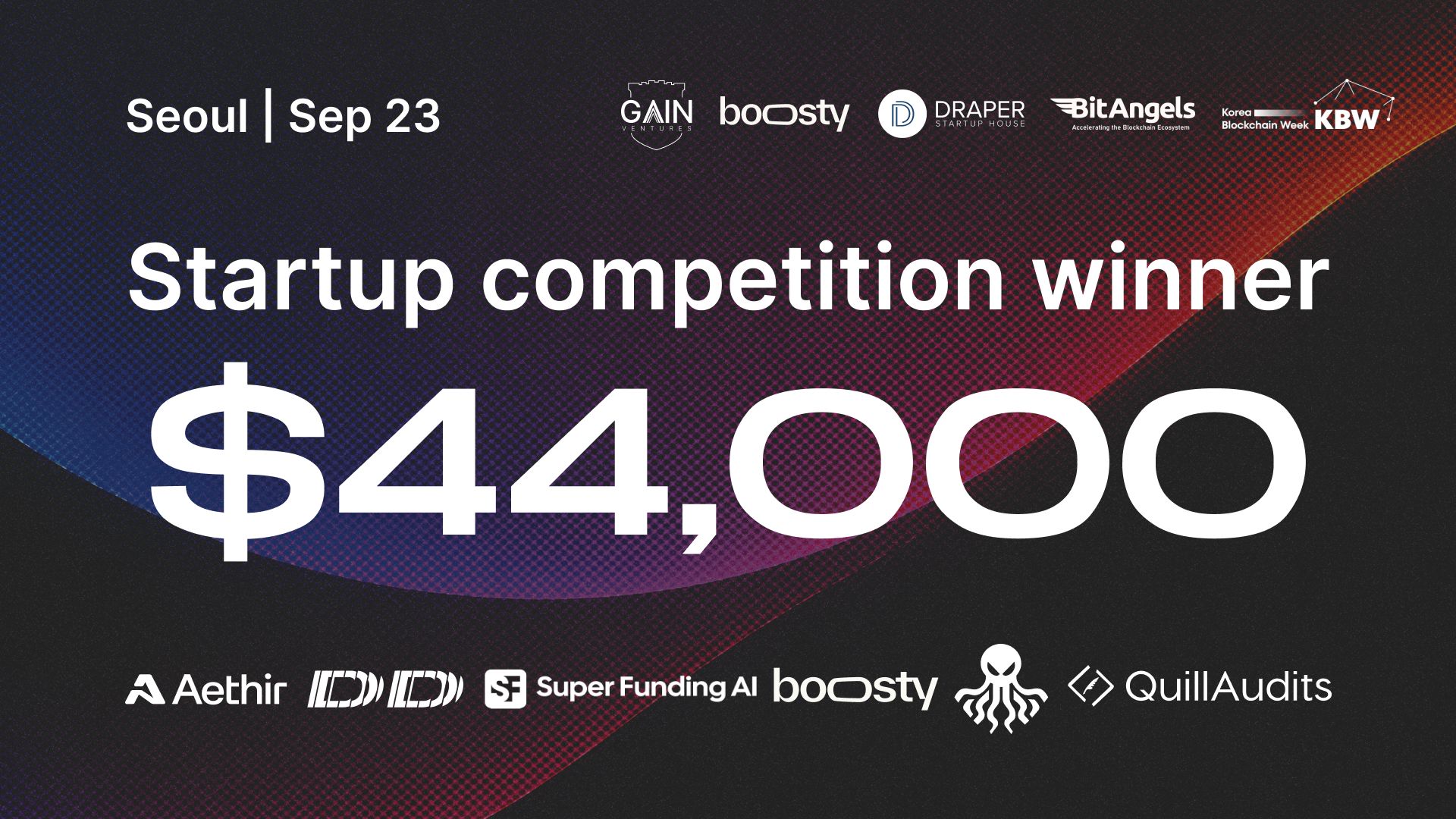 Ga^3in Ventures Web3 pitch competition Seoul September 23 with $44,000 prize pool sponsored by Draper Startup House and CRMChat