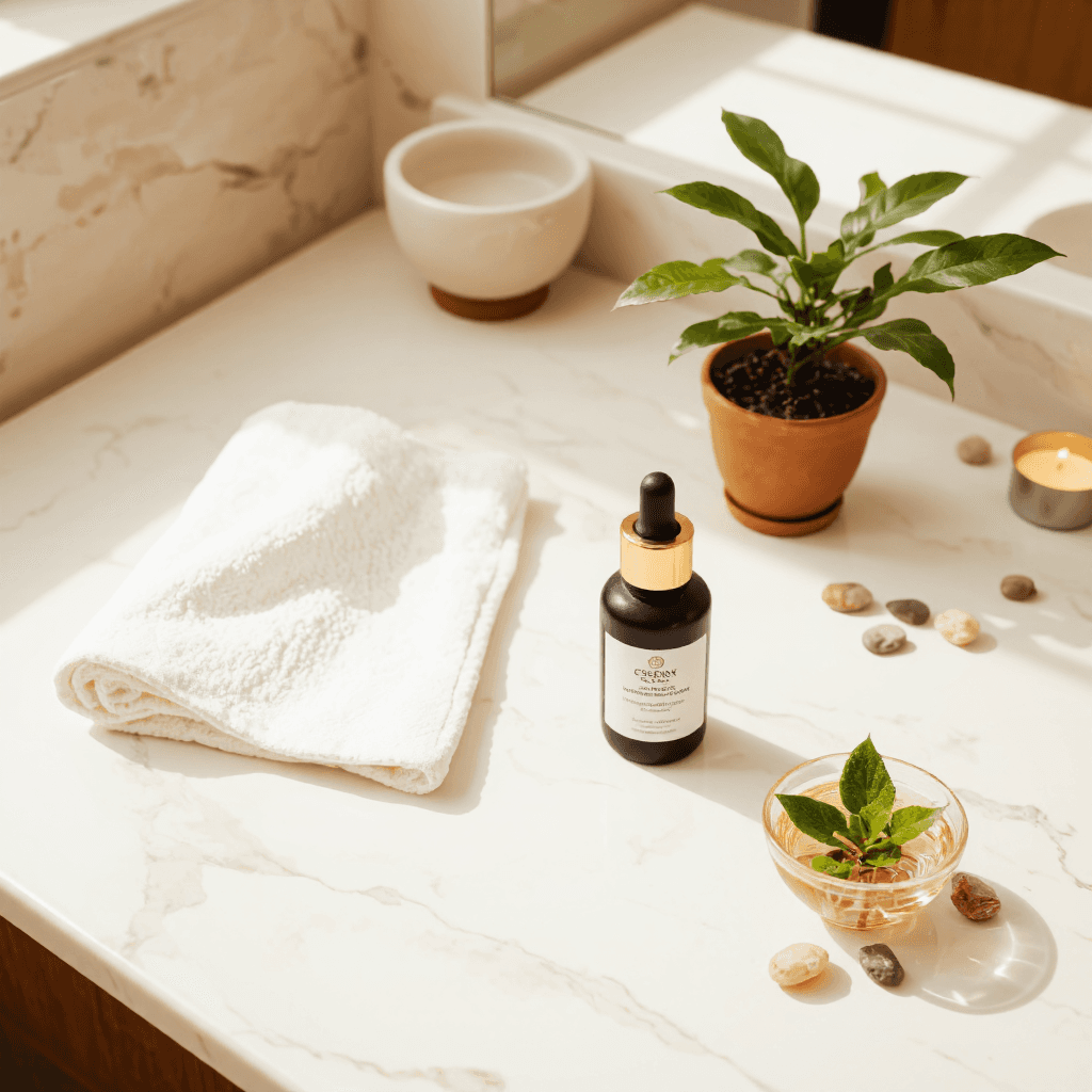 product photography of bottle of serum