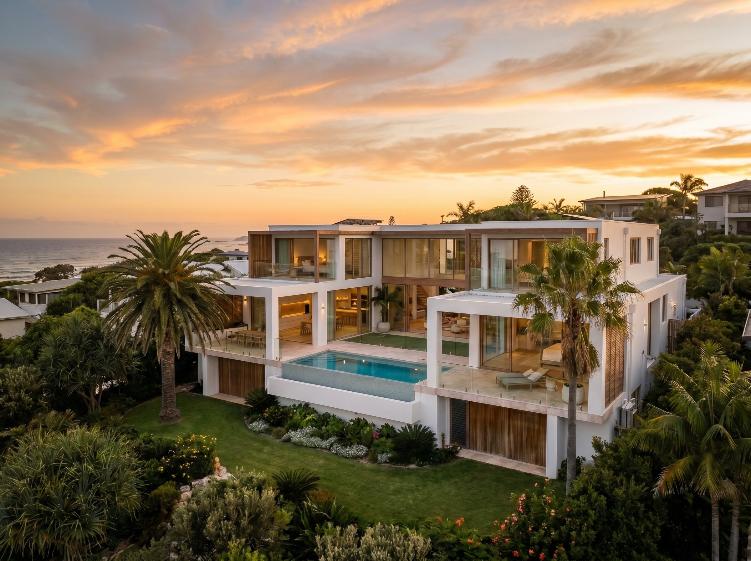 A person stands against a vibrant background of orange and yellow wavy patterns. They are wearing a dark coat, looking contemplative and thoughtful.