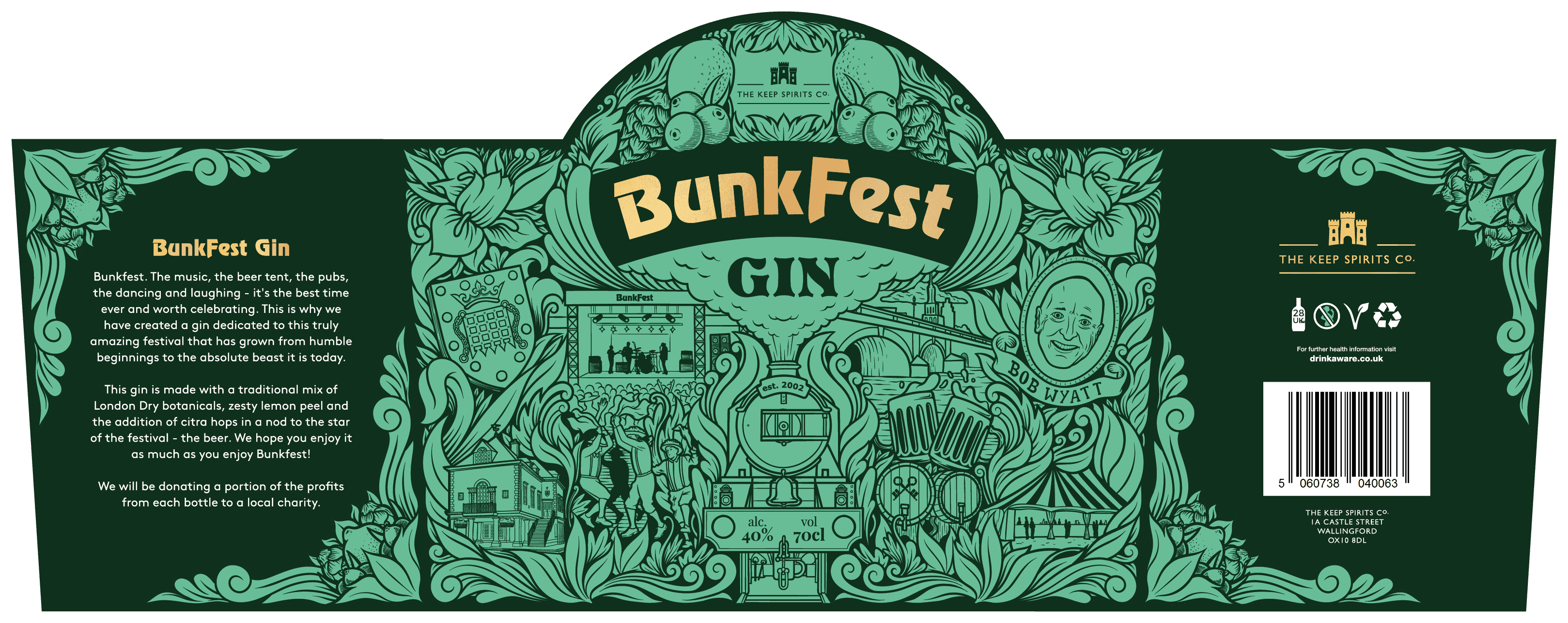 an illustrated gin label