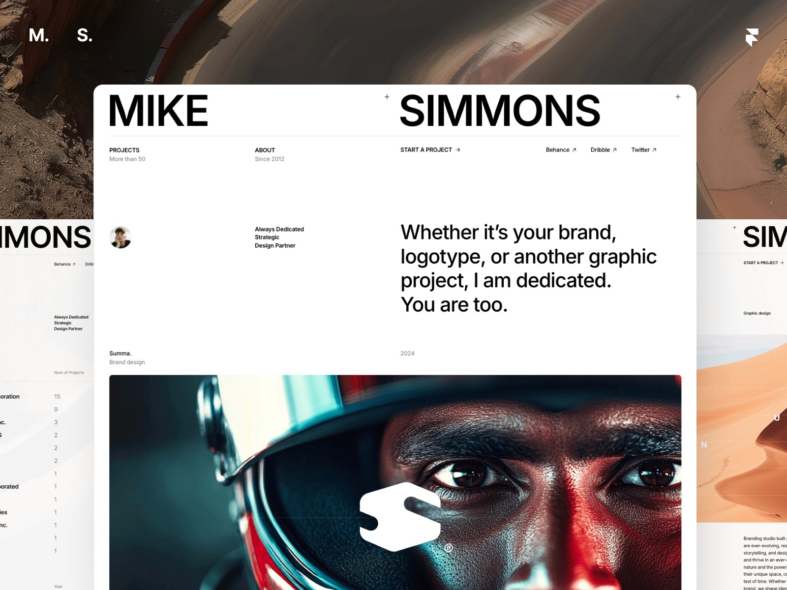 Mike free Framer portfolio template preview