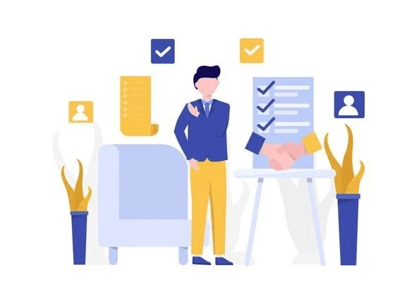 The image depicts a professional handshake between an interviewer and a candidate, symbolizing the conclusion of a successful job interview. Both individuals are smiling, reflecting positive communication skills and rapport built during the interview process, which is crucial for assessing the candidate's abilities and cultural fit for the vacant position.