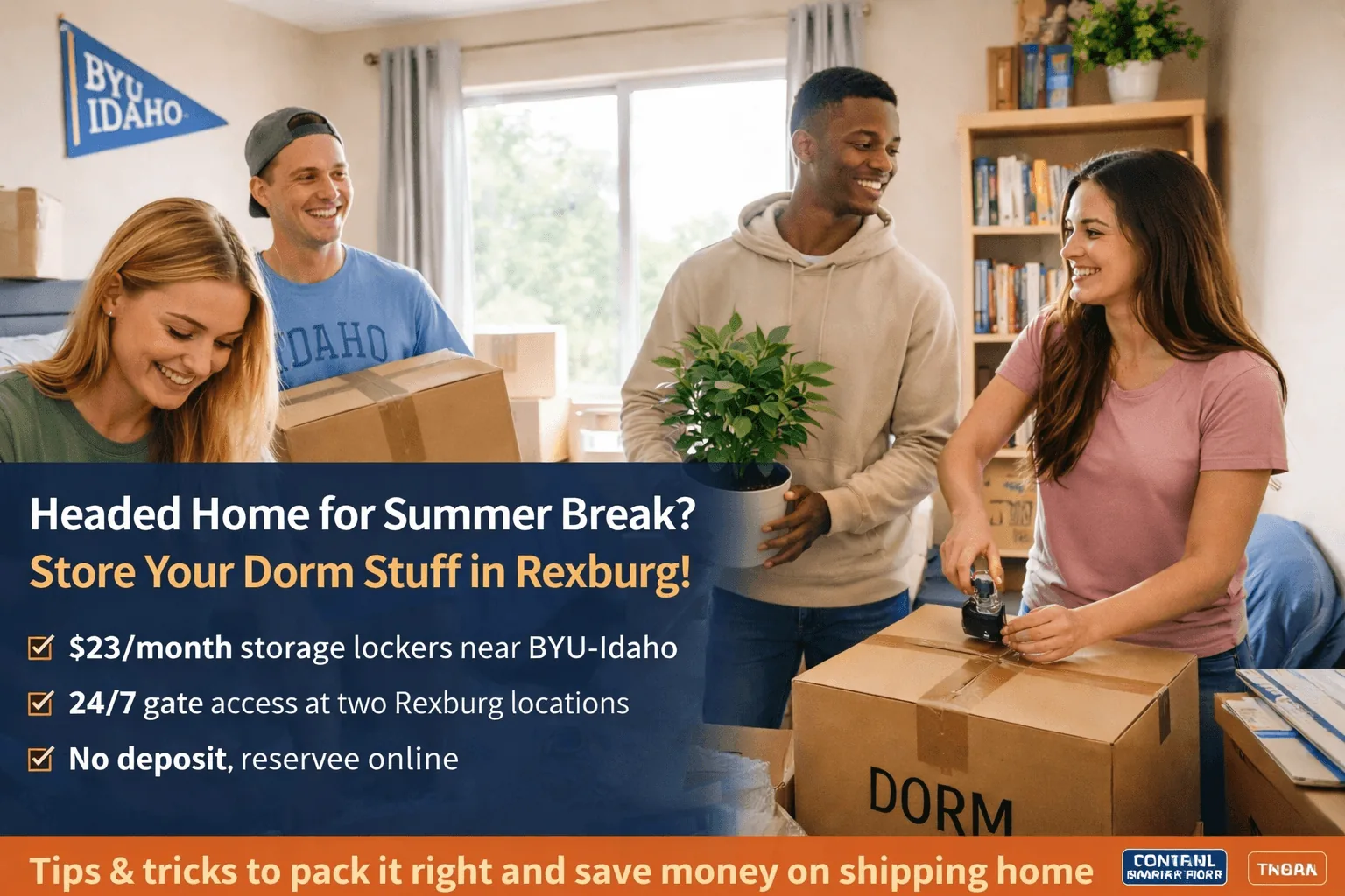 Packing dorm belongings for summer storage in Rexburg