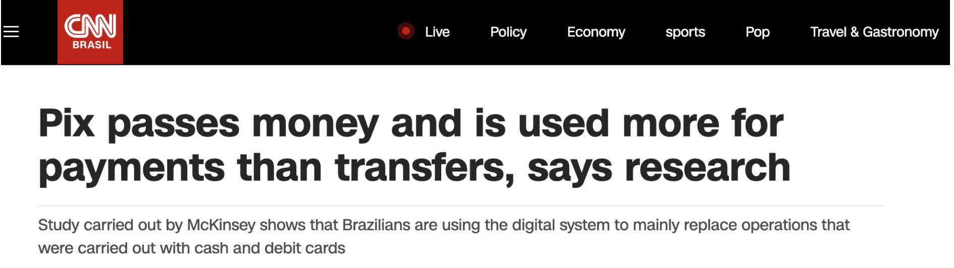 CNN Brasil: PIX is used more for payments than transfers