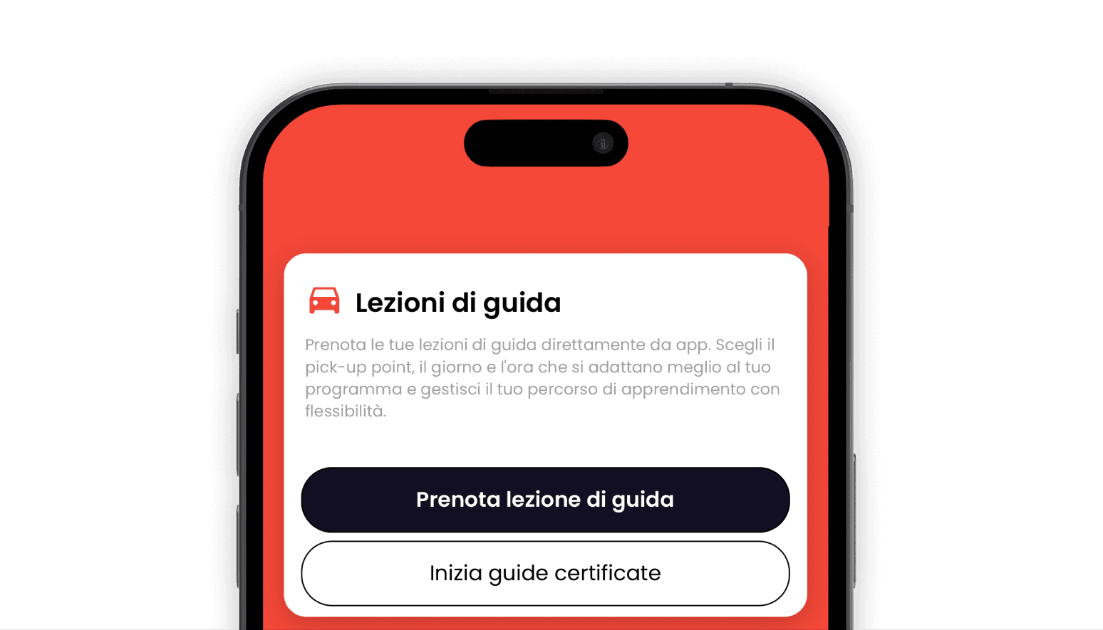 Autoscuola Schermata di inizio registrazione dell'app di Guidoio Autoscuola Digitale