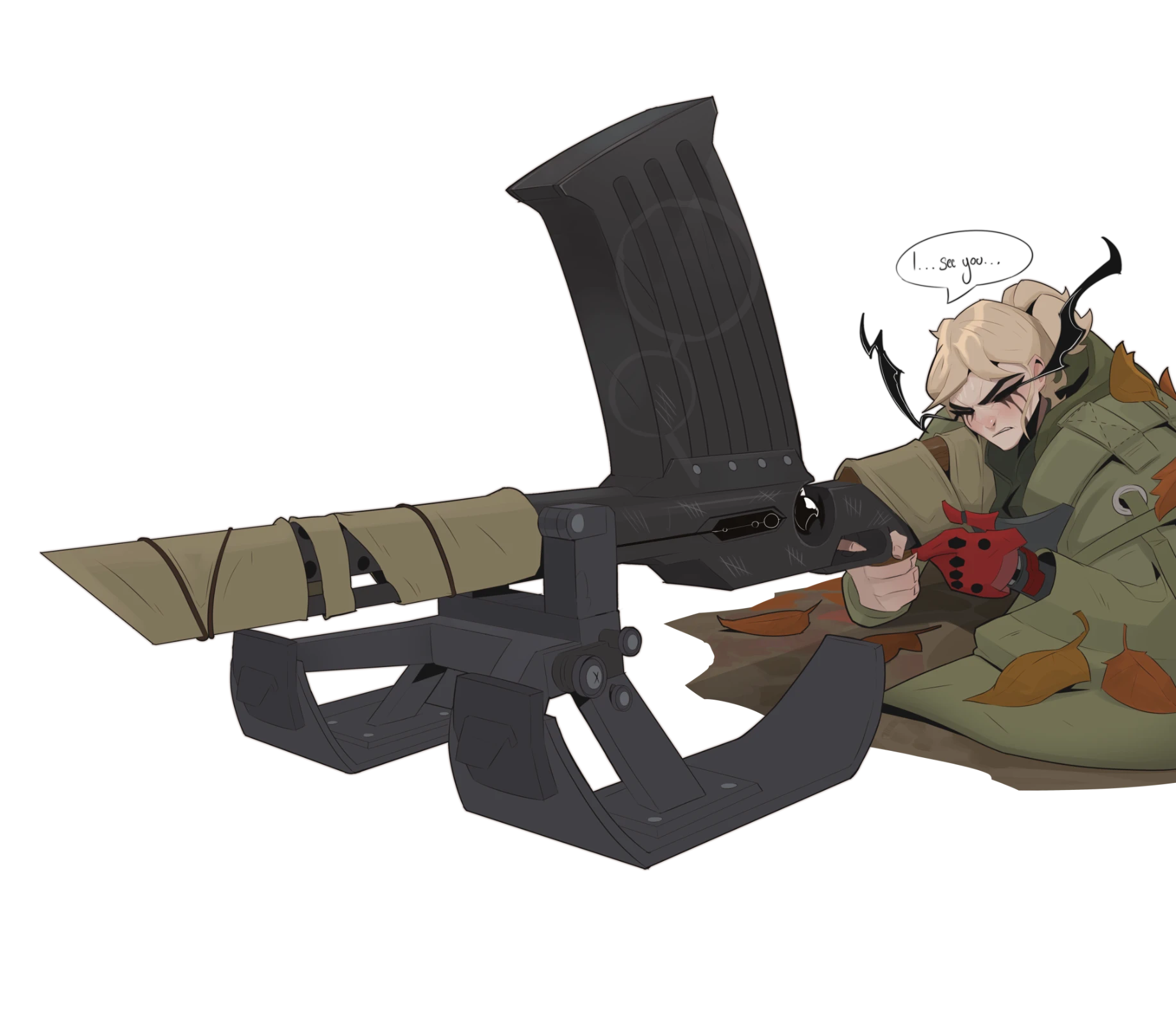 Blind – character aiming sniper rifle concept art by Kuba Fidler