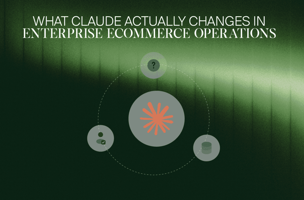 Claude-Logo, umkreist von Icons für Fragen, Teammitglied und Datenbank, wo Claude im Betrieb zuerst wirkt