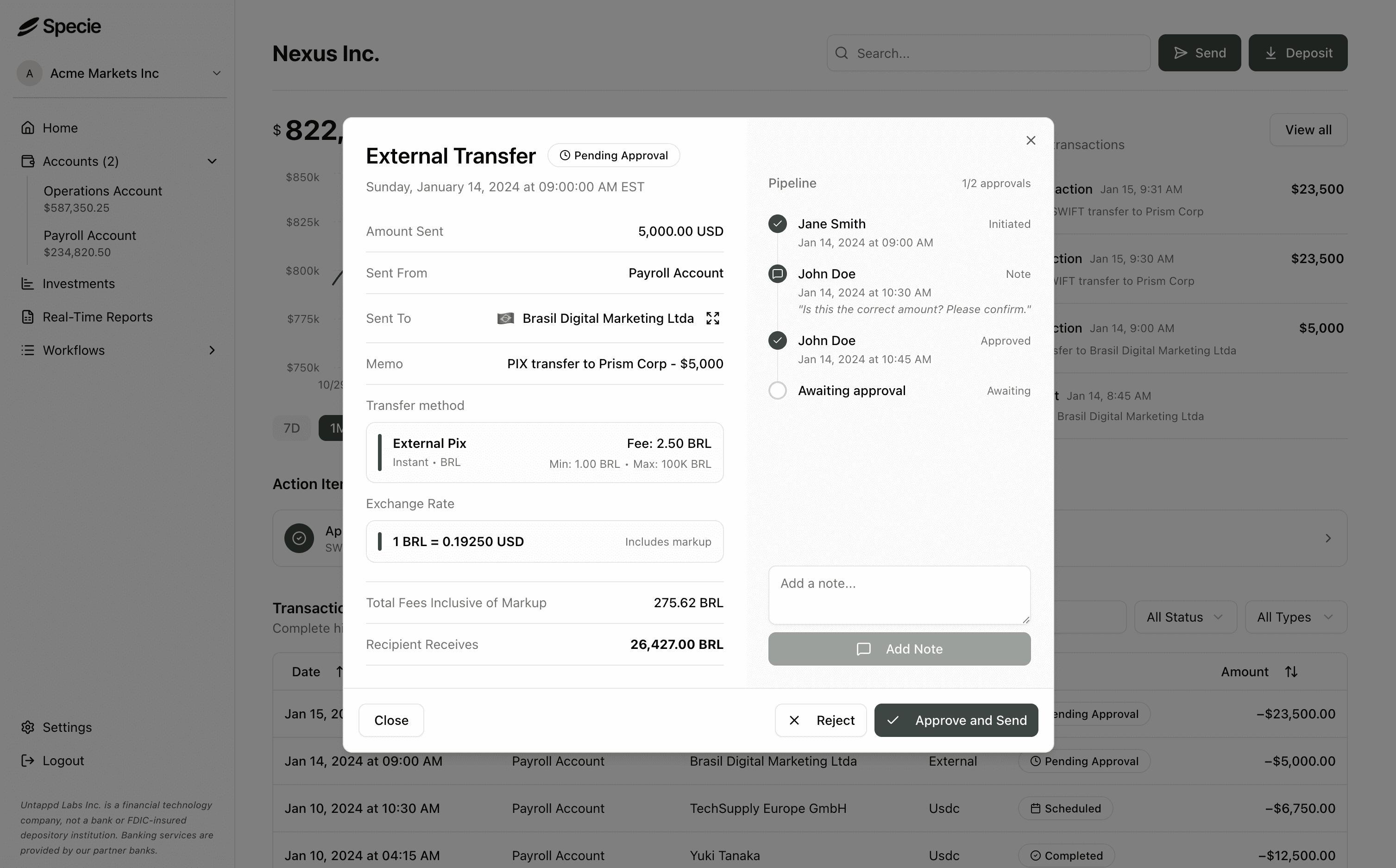 Specie Saas Dashboard
