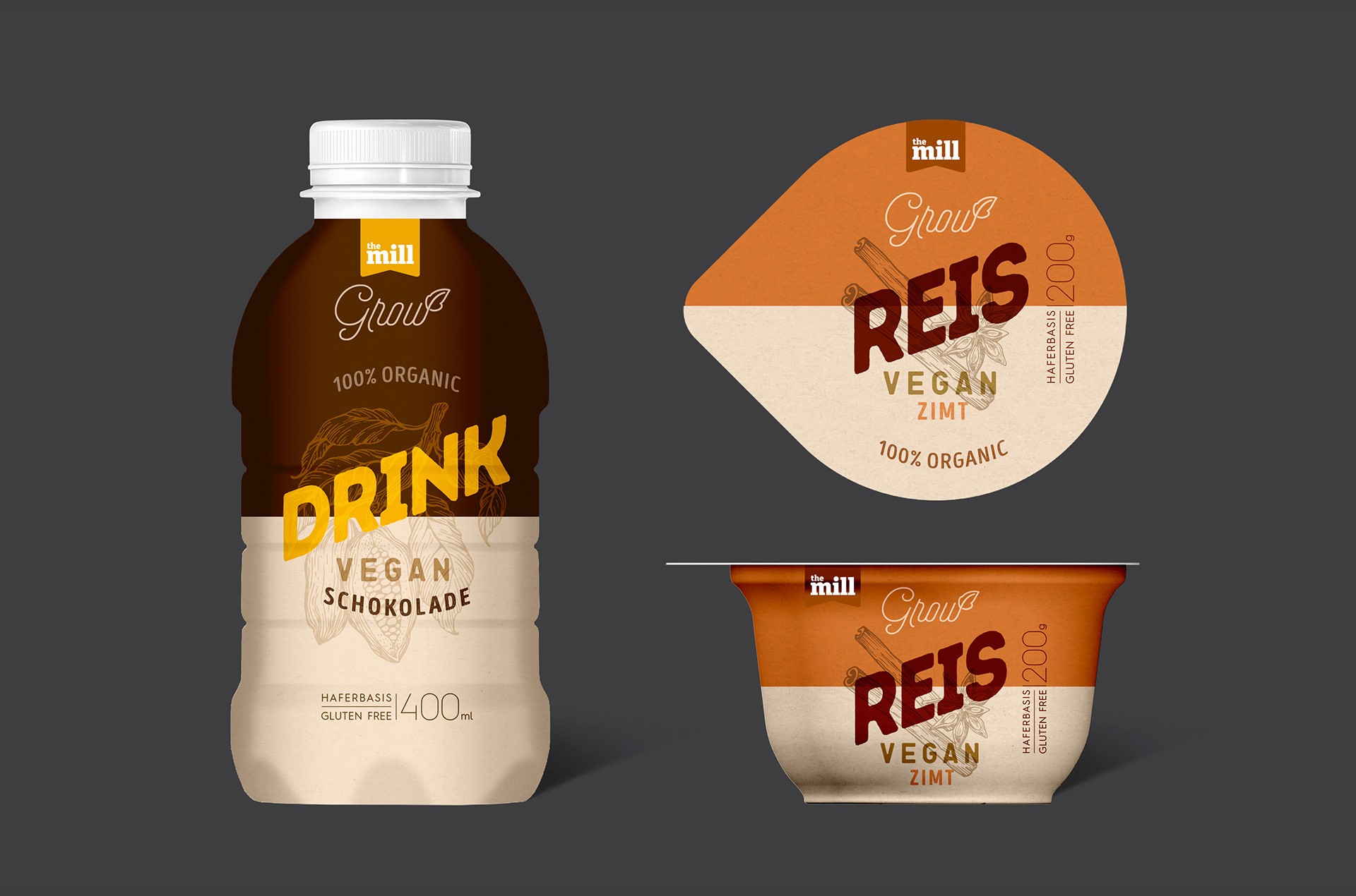 Label Design für eine vegane Food Linie – modernes Verpackungskonzept mit klarer Typografie und natürlicher Farbwelt