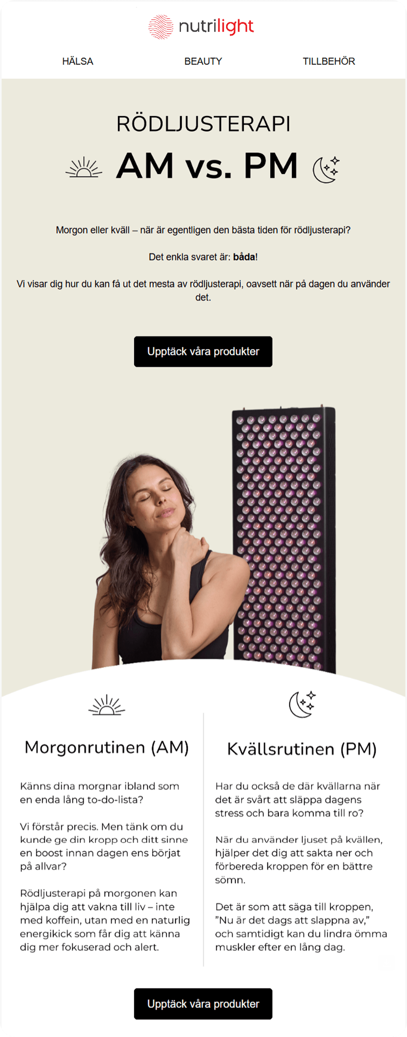 Nutrilight email design.