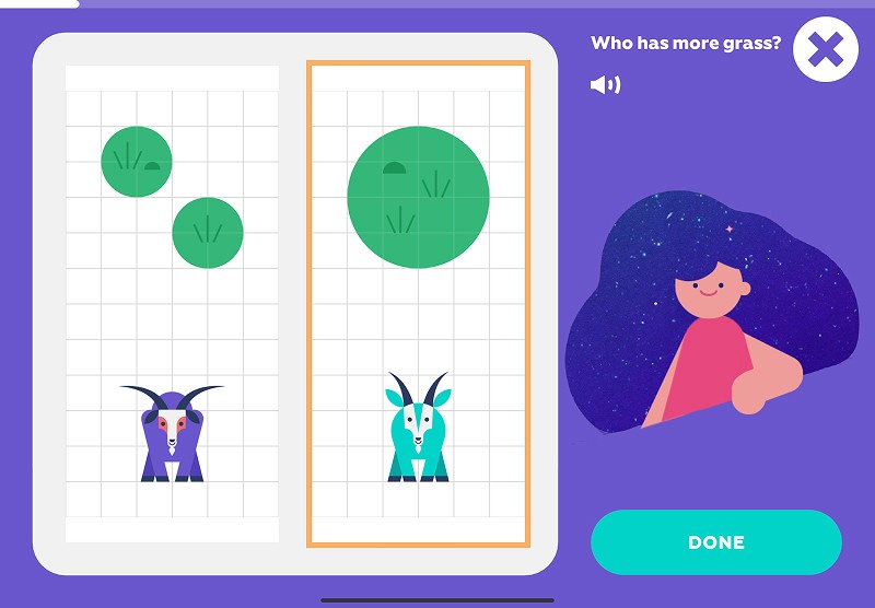 Area of a circle: choose which goat has a larger grassy area