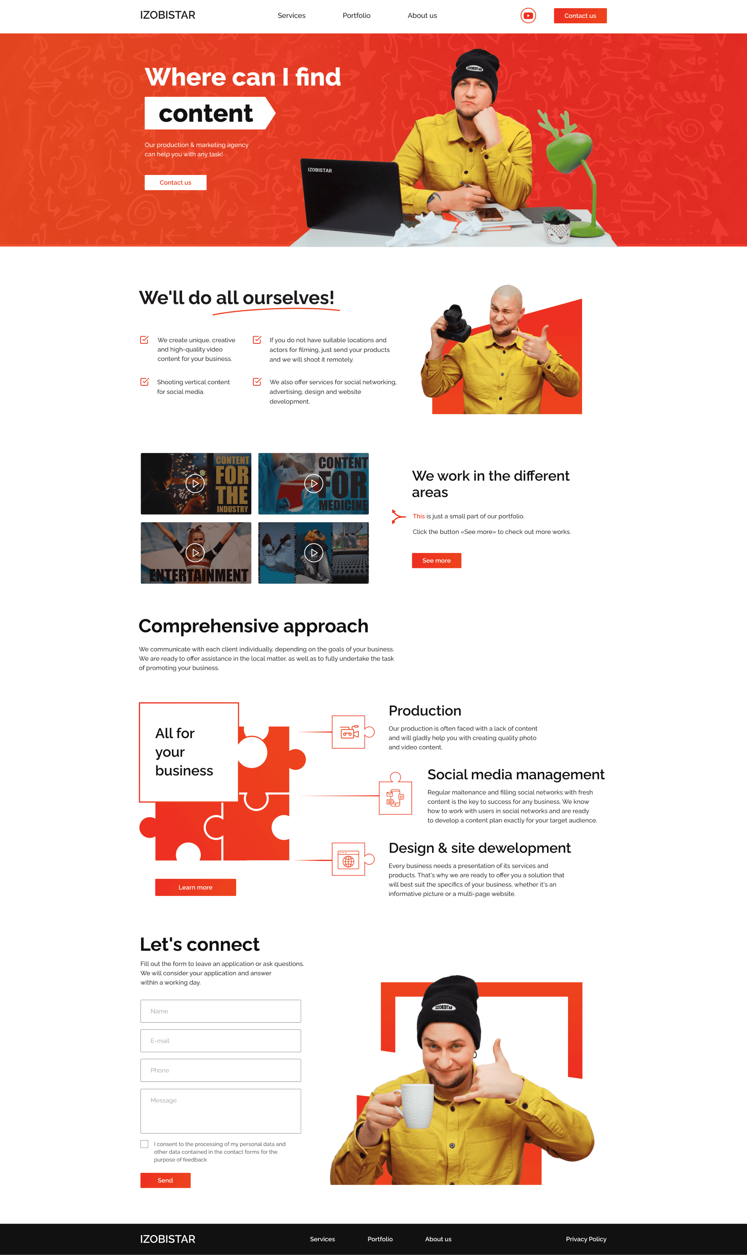 Homepage — video-first hero and clear service structure