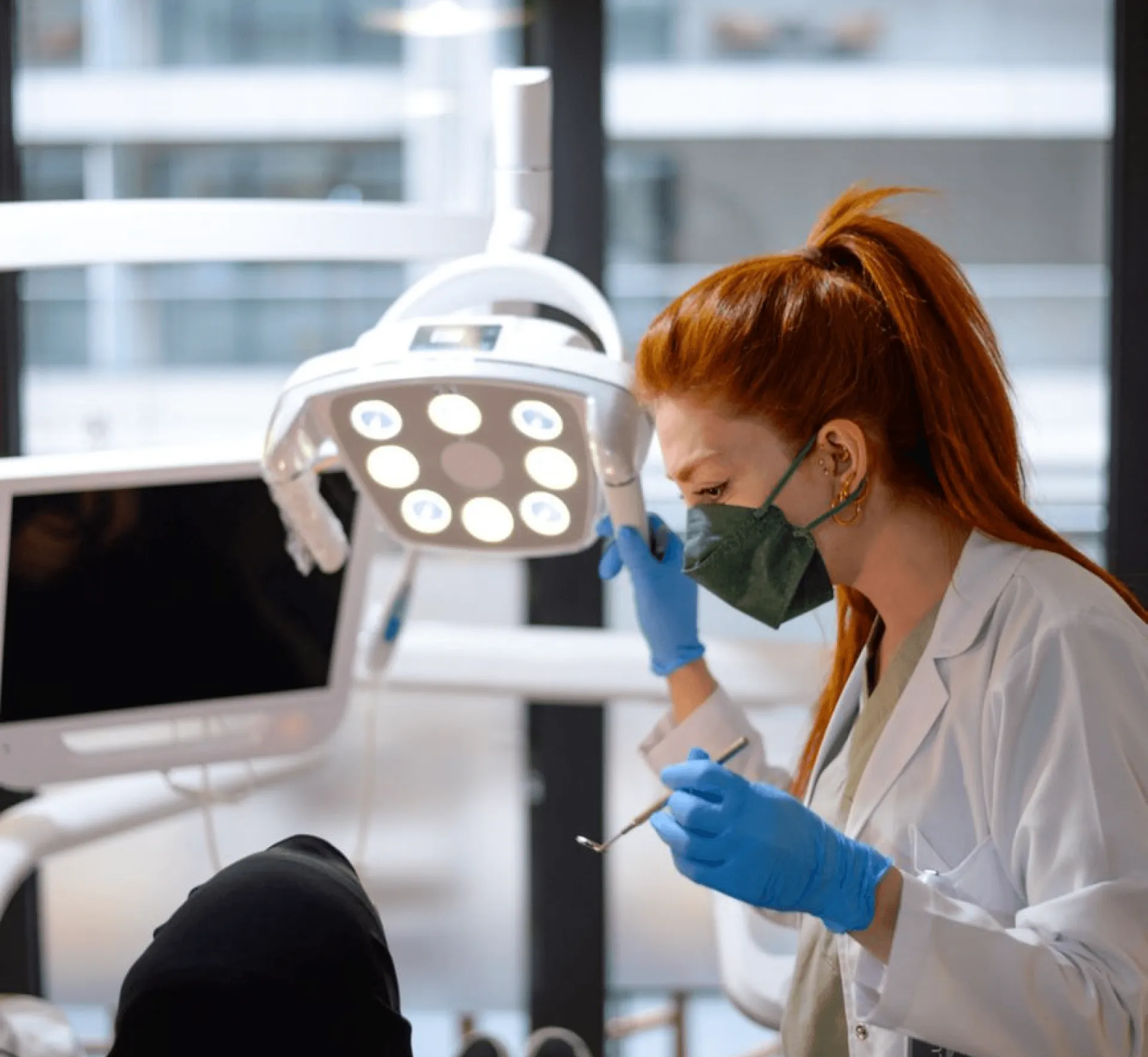 Dentists treating the patient