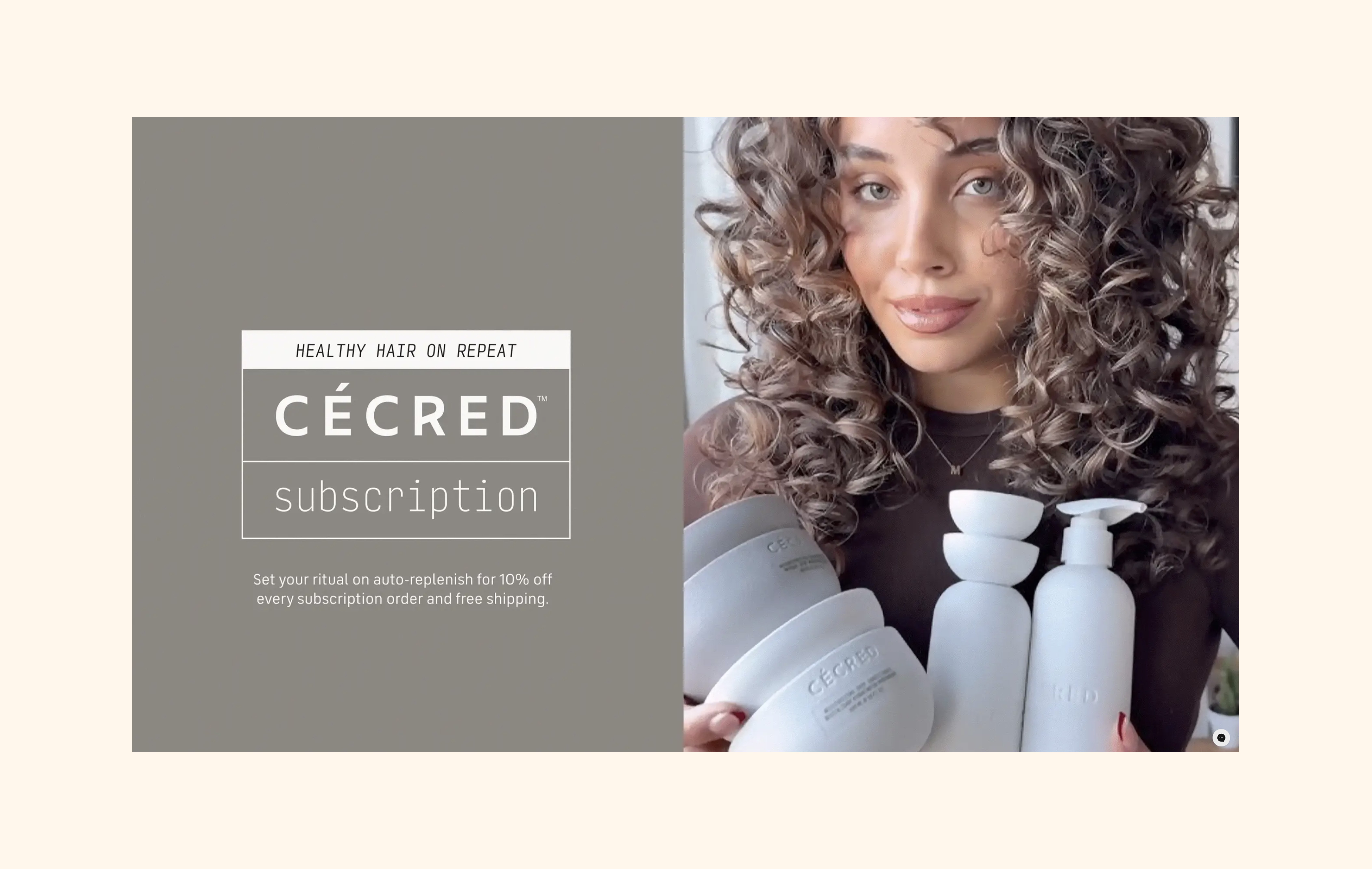 Cécred subscription landing page emphasizing healthy hair lifestyle