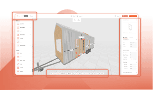 Interface of Tiny Easy's 3D Tiny House Designer software