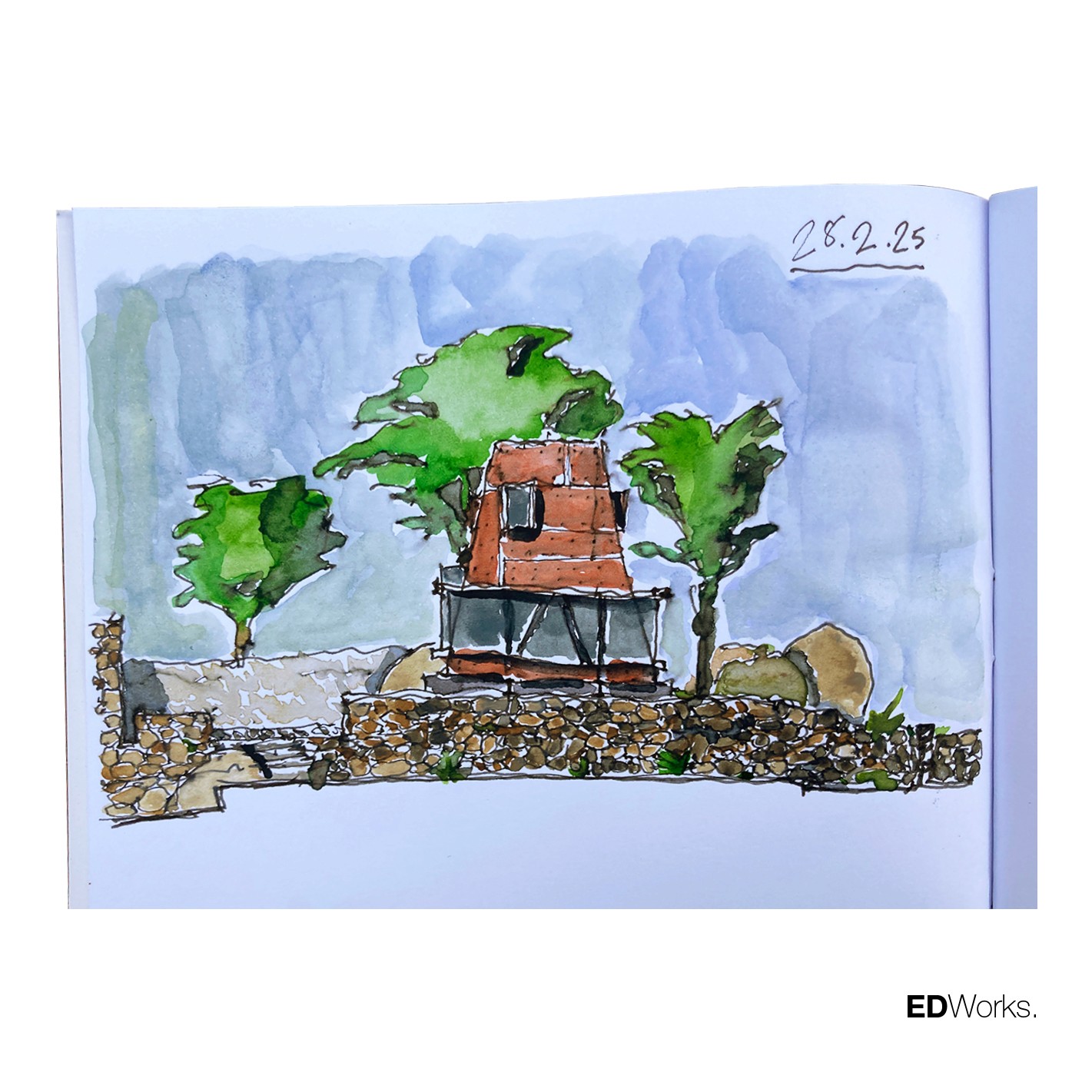 cabin_in_woods_project_explain_ediz_demirel_works_edworks_architecture_studio_sketches_sketch_eskiz_edwork_suluboya_waterpaint
