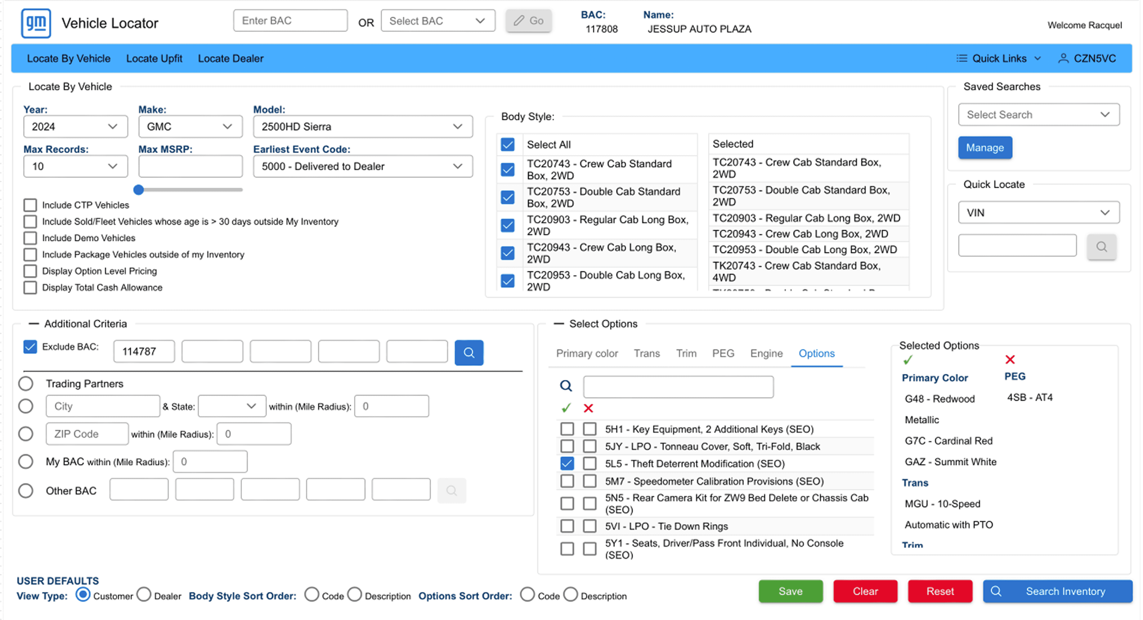 Image of legacy inventory search