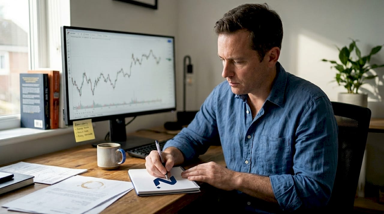 Trader looking at computer